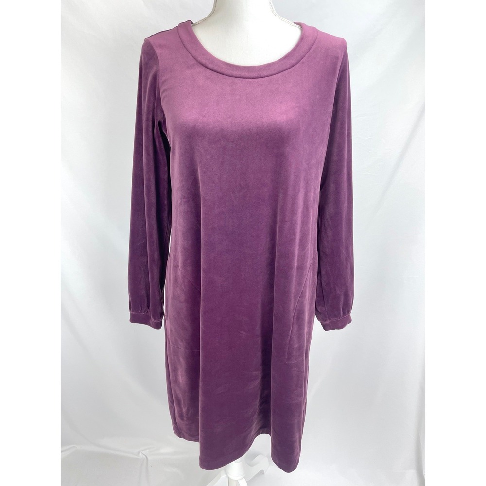 J. Jill Dress Women SMALL Velvet Velour Purple Pure Jill Long Sleeve Party